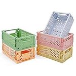 5-Pack Pastel Crates, Mini Plastic 
