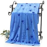 KUTKUT Dog Towel, Looluuloo Microfiber Drying Towels for Dog, Dog Bath Towel, Beach Towel, Absorbent Towel Suitable for Small and Medium Dogs (Blue: 140 x 70cm)