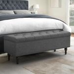 LEGACY OF COMFORT Arlecia Upholstered Ottoman Bench with Storage for Living Room, Storage Chest for Sofa Couch Bedroom Entryway (Dark Grey)