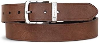 Nautica Men's Reversible Leather Jean Belt with Engraved Keeper Logo Design, Black/Brown, 36