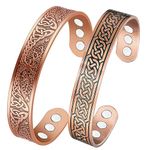 Vicmag 2PCS Copper Magnetic Bracelet for Men Ultra Strength Magnets 99.99% Solid Pure Copper Cuff Bangles (Adjustable Size with Gift Box) (Tree of Life & Ax Viking)