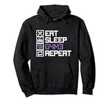 Eat Sleep Game Repeat Orc MMO RPG Roleplay Game Leetcode Pullover Hoodie