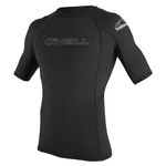 O'Neill Wetsuits UV Sun Protection Mens Basic Skins Short Sleeve Crew Sun Shirt Rash Guard, Black, X-Large