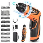 Vastar 8V Electric Screwdriver Cordless, 89Pcs Electric Power Screwdriver Set with Rechargeable Battery & Pivoting Handle, 10+1 Torque Small Electric Screwdriver Kit with Carrying Case/LED Front Light