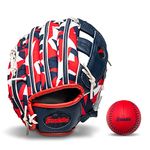 Franklin Sports 22848 9.5" RTP Performance Digi Teeball Glove and Ball Combo Navy/Red - Right Handed Thrower