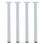 QLLY 30 inch Adjustable Metal Desk Legs, Square Office Table Furniture Leg, Set of 4 (White)