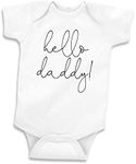 Bump and Beyond Designs Baby-Boys Hello Daddy Pregnancy Announcement Leotard to Husband White, 0-3 Months