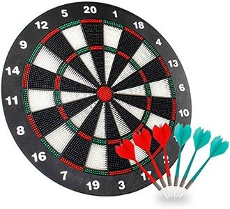 Theefun Safety Dart Board Set - 16 Inch Rubber Dart Board with 6 Soft Tip Darts for Fmaily Members - Indoor Outdoor Darts Game, Party, Office and Family Leisure Sport