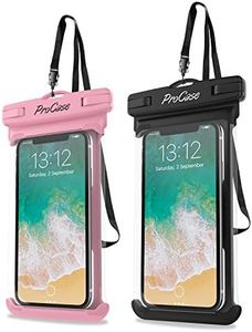 ProCase 2 Pack Waterproof Phone Pouch for Swimming, Underwater Phone Case Up to 7", Dry Bag for iPhone 15 14 13 Pro Max, Galaxy S24 S23 S22 Ultra Pixel, Beach Essentials -Pink & Black