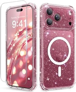 BERFY for iPhone 17 Pro Case for Women, Compatible with MagSafe, Clear Glitter Shockproof Protective Case, Anti-Yellowing, with Screen Protector & 3 Diamond Camera Lens Covers 6.3", Sparkle Clear
