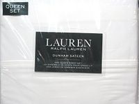 Lauren Ralph Lauren Queen Size Dunham Sateen 4 Piece Sheet Set 100% Cotton - White