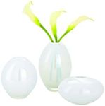 Torre & Tagus Mini Lustre Handblown Glass Bud Vase Set of 3 for Flowers - White Tabletop Decoration for Colorful Flowers - Mid Century Modern Decor for Farmhouse Country Living Room Shelf Coffee Table