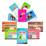 BuGBee flash cards for kids 2+ years | Montessori Toys & Games, Preschool Learning for Kids for 1, 2, 3, 4 Years (Animal + birds + travel transport + fruits + vegetables Flash cards (Set of 5))