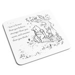 Classic Winnie the Pooh & Piglet Quote WHITE Coaster SKETCH - Cute Sweet Heartfelt Saying Phrase Braver Stronger Smarter Best Friend Pig Bear Gift Present (White)