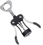 Wine Opener, Multifunctional Wing Corkscrew Wine Bottle Opener for All Cork Stoppered and Beer Cap Bottles, Luxury Waiter Corkscrew for Kitchen Chateau Restaurant Bars Daily and Waiters (Black)