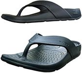 NUUSOL Unisex Cascade Flip Flops; Non-Slip Hiking/Plantar Fasciitis Footwear; Soft Cushion, Lightweight & Comfortable; Arch Support & Textured Footbed, Pain Relief for Joint, Neck & Back Injuries, Eclipse Black, 9 Women/8 Men