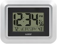 La Crosse Technology 513-1918S-INT Atomic Digital Wall Clock with Outdoor Temperature, No Size, Silver