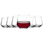 Amisglass Stemless Wine Glasses Set of 6, Classy Red White Wine Glass Made from 100% Lead-Free Premium Crystal Glass, Sleek Modern Drinking Tumbler for Cabernet, Pinot Noir, Burgundy, Bordeaux - 390ml