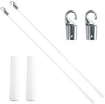 2 Pcs 17 inch Blind Wand, Vertical Blinds Replacement Parts with Hook and Grip, White Fiberglass Blind Tilt Wand, for Windows Curtain Door Shades Opener Accessory