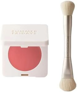 Summer Fridays Dewy Flush Duo - The Blush Brush (1 Count), Blush Butter Balm Soft Strawberry (0.14 Oz), Blendable Cream Blush for Natural, Hydrated Glow