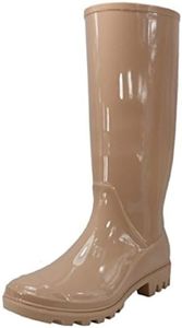 Shoes8teen Womens Classic Rain Boot with Buckle (10, Nude Rain)