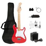 CB SKY 32 Inch Kids Electric Guitar Beginner Kit, Junior Size Electric Guitar for Children with 5W Amplifier, Beautiful Chritsmas Guitar Gifts (Red-bag)
