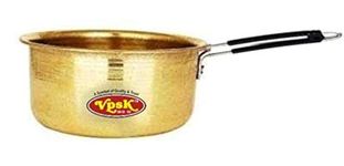 VPSK Heavy Pure Brass Sauce PAN with Stainless Steel Handle Capacity 2 Liter Set of 1 (Made in India) Golden