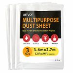 ARVO 3 Pack Extra Large Plastic Dust Sheets for Decorating - 3.6m x 2.7m (12ft x 9ft), Waterproof Polythene for Painting, Furniture, Floor Protection, Ideal with Paint Coveralls, Packaging May Vary