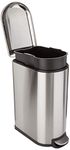 Amazon Basics Rectangular Bin With Stainless Steel Bar Pedal, Soft-Closing Mechanism For Home and Office Use, 40 Litre/10.5 Gallon, Silver