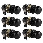 Probrico Matte Black Passage Door Knobs, 6 Pack Passage Keyless Door Handle, Classic Round Knobs for Closet and Hallway, Interior Standard Doors Hardware