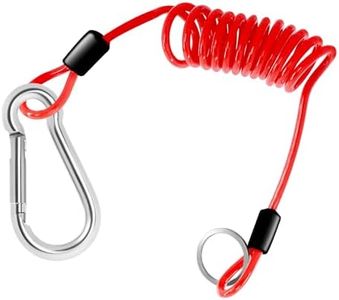 Swpeet 1Pc 4Ft Breakaway Trailer Cable with Hook Kit RV Stainless Steel Spring Towing Coiled Wire Heavy Duty Extend Steel Wire Coiled Safety Cables Strap for RV Towing Trailer Emergency Camper (Red)
