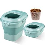 SUT Green Dog Food Storage Container with lids,30 Lbs Collapsible Pet Cat Storage Container with Wheels, 50 Lbs Airtight Food Storage Containers for Cereal Flour Rice, Leakproof Sealable Dry Holder