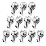 BTLIN Mini Magnetic Hooks, Strong Neodymium Magnet with Hook, Heavy Duty Small Metal Hanging Hook Max Load 18 lbs for Kitchen Fridge Grill Office 12 Pack