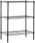 Amazon Basics 3-Shelf Narrow Storage Unit With Height Adjustable Shelves and Levelling Feet, 340 kgs Max Weight, Black, 34 cm D x 58.9 cm W x 76.2 cm H