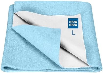 Mee Mee Total Dry & Breathable Mattress Protector Sheet: Cotton Soft, Fast-Drying & Extra Absorbent Sheet for Overnight Protection | 0-24 Months | Large (100x140cm) | Blue |