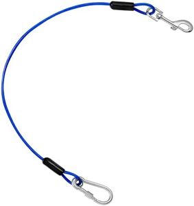 Pawaboo DogSeatbelt, Chew-Proof Leash Extender, Coated Steel Rope Restraint Car Safety Seat Belt Clip Strap, 360° Rotation Hook Heavy Duty Carabiner Steel Cable Dog Headrest Support, 26 Inch, Blue