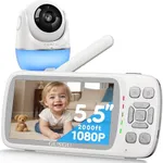 GUSGU Long Range Baby Monitor 2000ft, Noise Cancellation, 1080P Video Baby Monitor No WiFi with Camera and Audio, Powerful Signal Penetration, DIY Music, No-Drill Wall Mount, Greeting Card