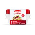 Rubbermaid TakeAlongs 2.9-Cup Square Food Storage Containers, 4-Pack, Chili Red