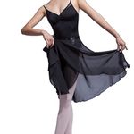 Hoerev Women Girls Adult Sheer Wrap Skirt Ballet Skirt Ballet Dance Dancewear,Black,XS