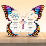 Gleevara Christian Gifts for Women, Religious Gifts for Women, Inspirational Bible Verse Christian Gifts for Birthday Baptism Christmas, Butterfly-Shaped Acrylic Plaque