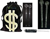 Newzenx® Oil Meth Crystal Pipe 8 Inch Combo Value Pack (12mm/8 Inch/2 Pieces) Incl. Velvet Pouch & Pipe Cleaner