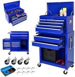 Tool Chest with 8 Drawers, Tool Cart with 7 Organizer Tray Divider Set & Wheels, Large Rolling Tool Box Organizer for Garage, Workshop, Home Crafts