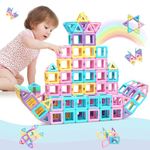 Dcsioike Magnetic Tiles for Kids Building Blocks Toys for 3 4 5 6 7+ Year Old Boys Girls Toddlers STEM Educational Development Construction Set Christmas Birthday Gifts Age 3-8 (42 pcs)