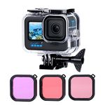 SEASKY Waterproof Dive Case Housing for Gopro Hero 12/11/10/9 Black Action Camera Accessories with 3 Pack Underwater Filter Diving Protective Shell