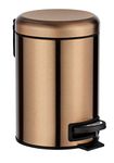 WENKO Dustbin with Anti-Fingerprint Capacity 3 litres, Rustproof stainless steel, Metallic Copper, 25 x 22.5 x 17 cm