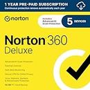 Norton 360 Deluxe, Antivirus software for 5 Devices with Auto-Renewal – Includes Advanced AI Scam Protection, VPN, Dark Web Monitoring & PC Cloud Backup [Download]