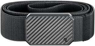 Groove Life Groove Belt Carbon Fiber/Black - Men's Stretch Nylon Belt with Magnetic Aluminum Buckle, Lifetime Coverage - Medium (33-36")