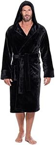 Turquaz Plush Robes For Men, Soft Fuzzy Hooded Mens Bathrobes, Long Comfy Robe For Men