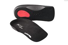 PRO 11 WELLBEING 1 Pair of Slim Fit 3/4 Orthotic Insoles with Heel Pad for Plantar Fasciitis (7/8.5 UK, Black)