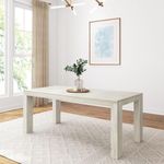 Plank+Beam 72 Inch Modern Wood Dining Table, Solid Wood Rectangular Dining Table for Kitchen/Dining Room, White Sand Wirebrush